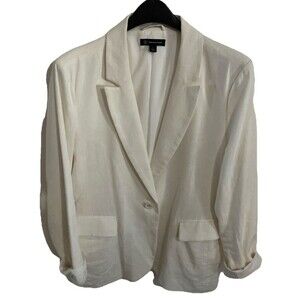 inc international concepts Blazer Jacket L Cream White Linen Blend Minimalist